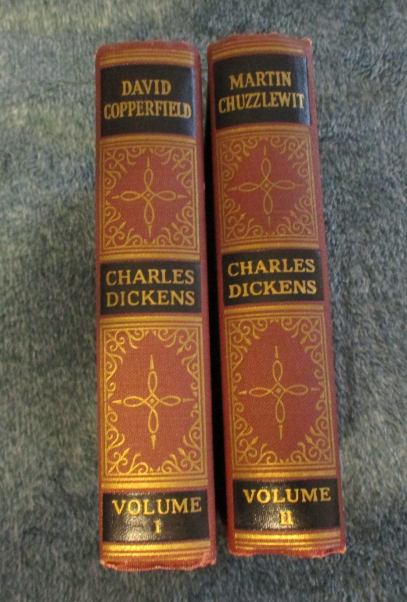 Antique Charles Dickens David Copperfield & Martin Chuzzlewit Hard Cover Books