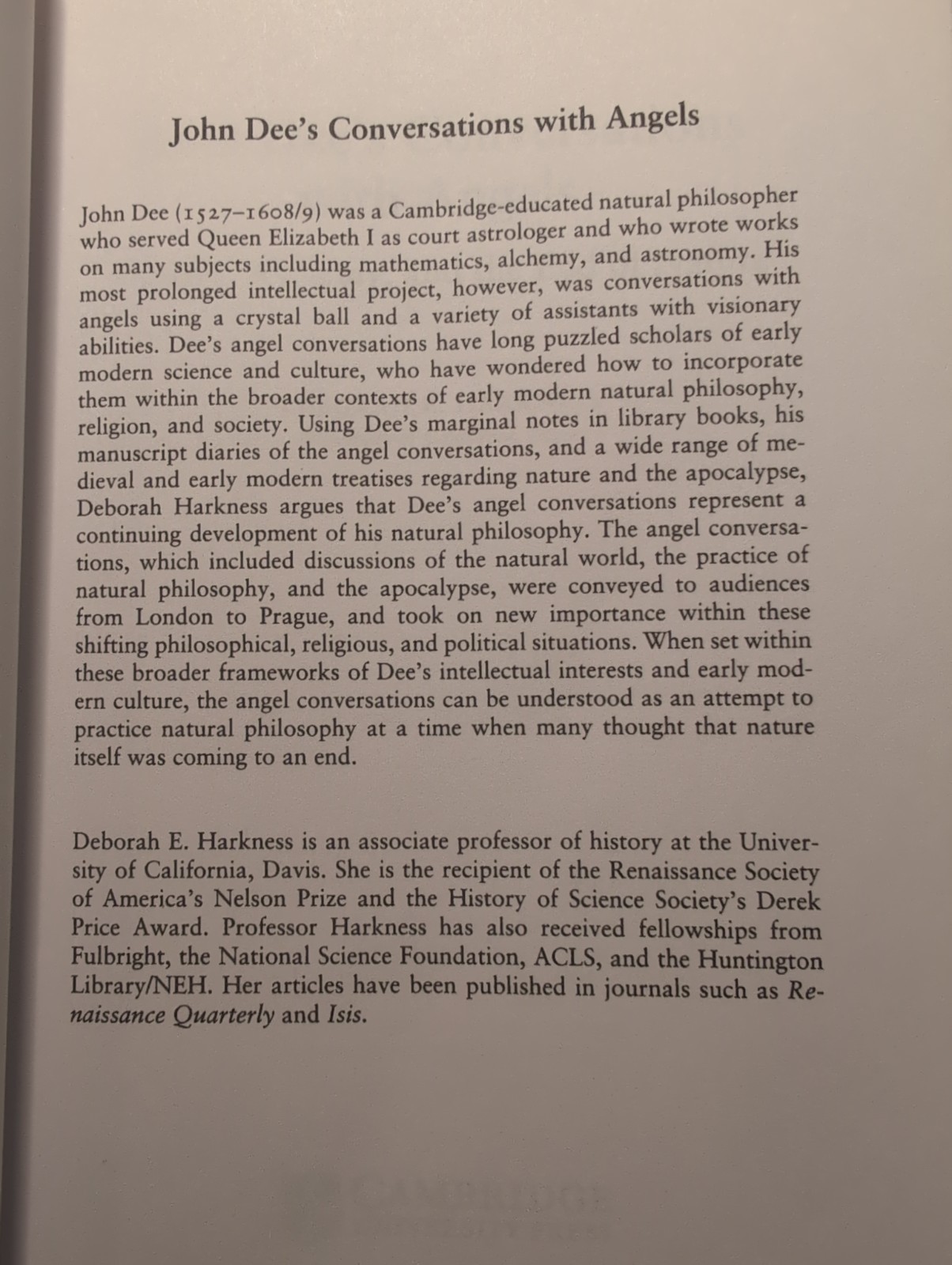 Harkness, Deborah. John Dee’s Conversations with Angels: Cabala, Alchemy…