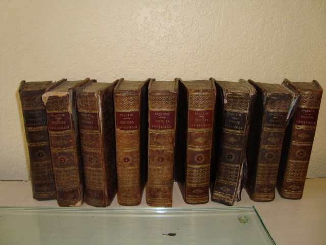Set of 9 antique French books dated 1807 by Louis Pierre Anquetil French History