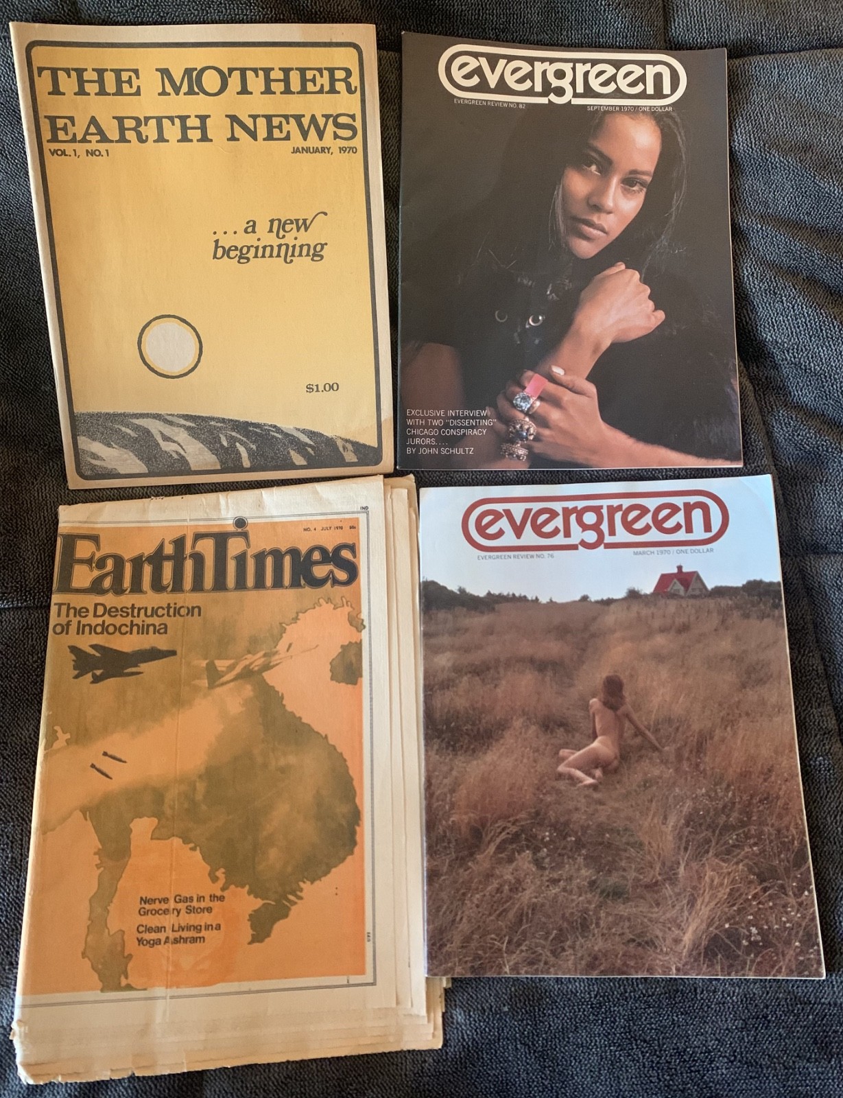 Counterculture Lot: Mother Earth News Vol 1 #1 + 2x Evergreen Rev + Earth Times