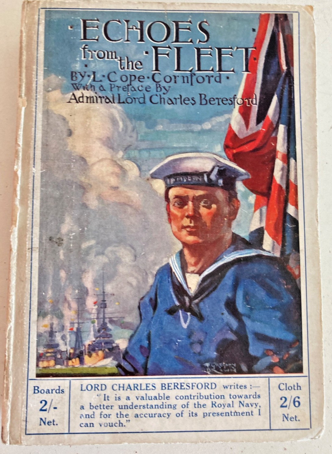 ECHOES FROM THE FLEET. (L.C. Cornford – 1914). HARDBACK DUST COVER. RARE.