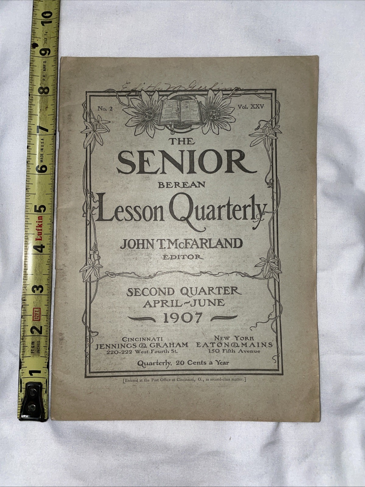 1907 Antique Senior Berean Lesson Quarterly Christian Bible Study Book 128 Pages