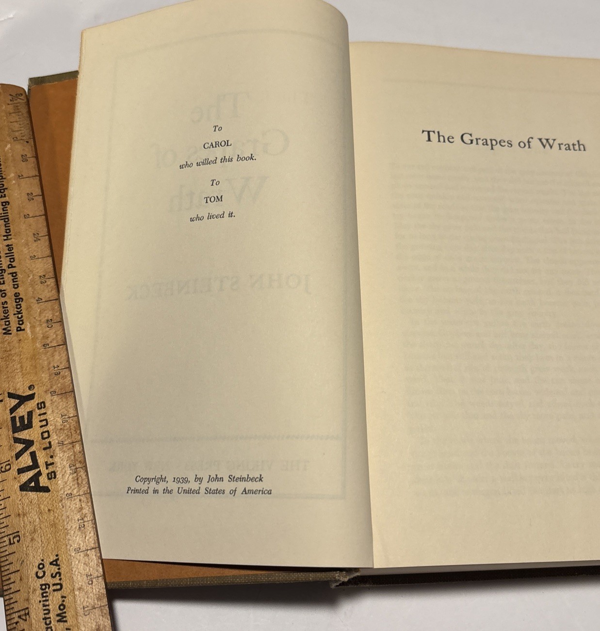 The Grapes of Wrath by John Steinbeck, 1939, The Viking Press