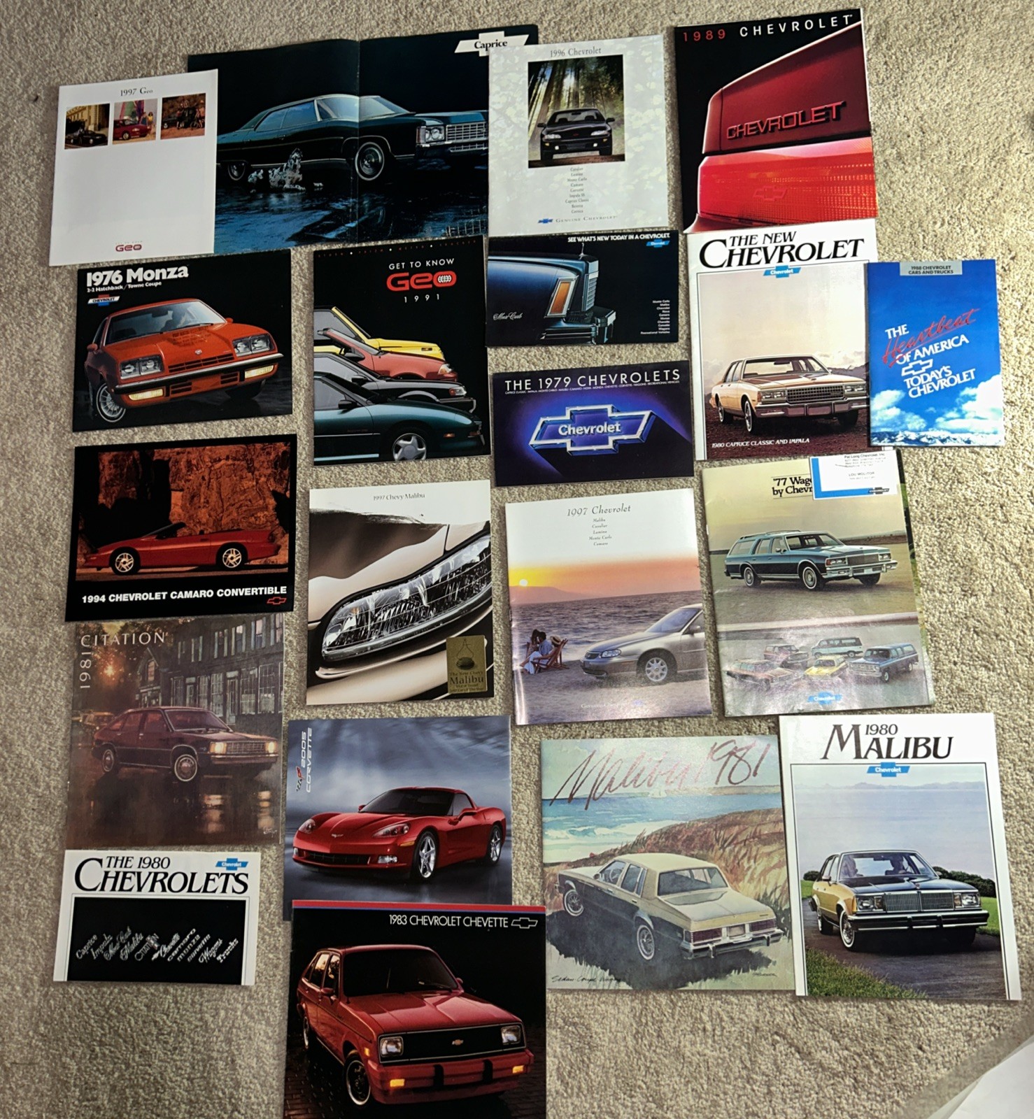 Collection 20 Different Vintage CHEVROLET BROCHURES 1970 – 2005 (Lot #3)