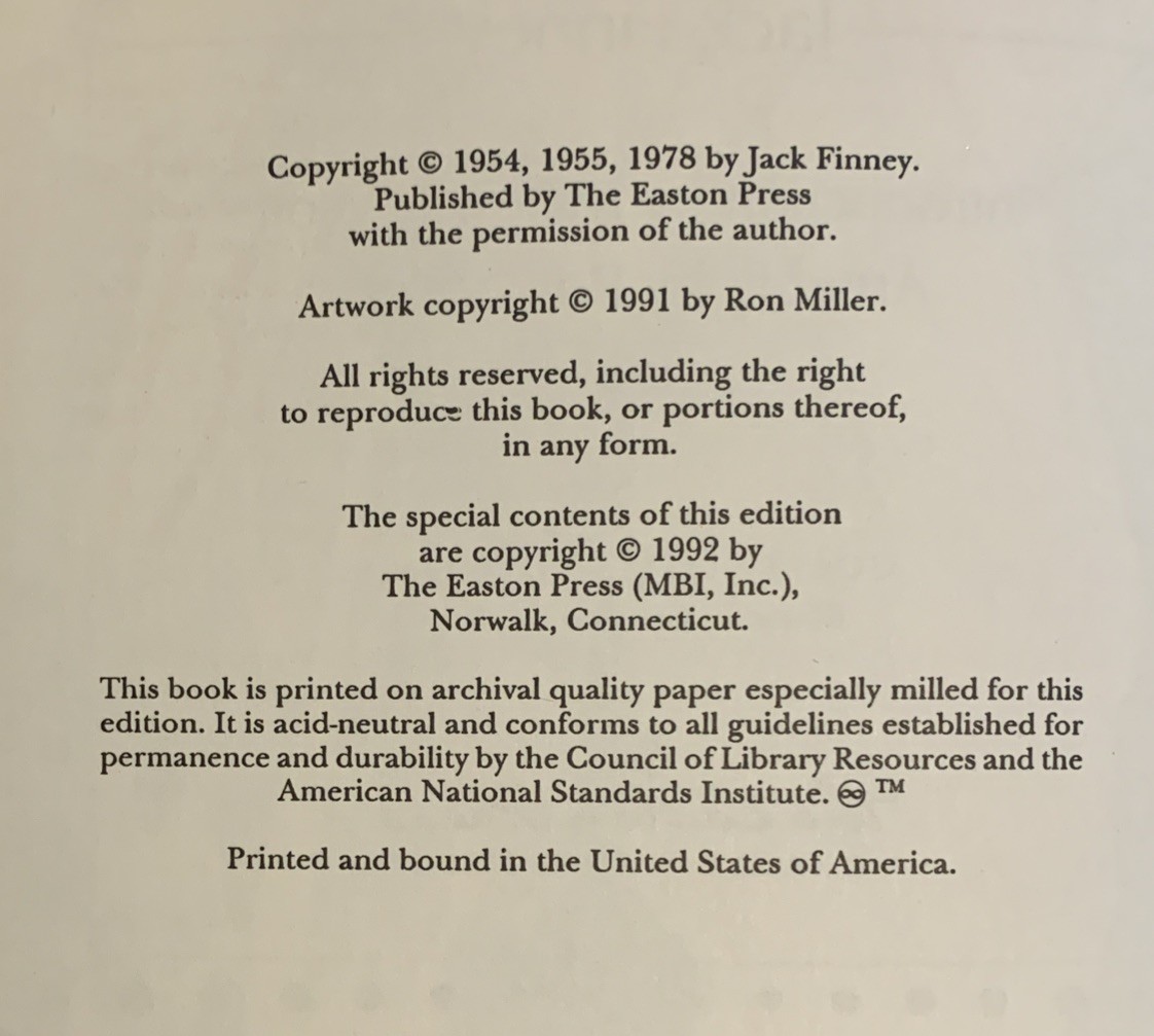 The Invasion of the Body Snatchers Jack Finney Easton Press Special Edition 1991