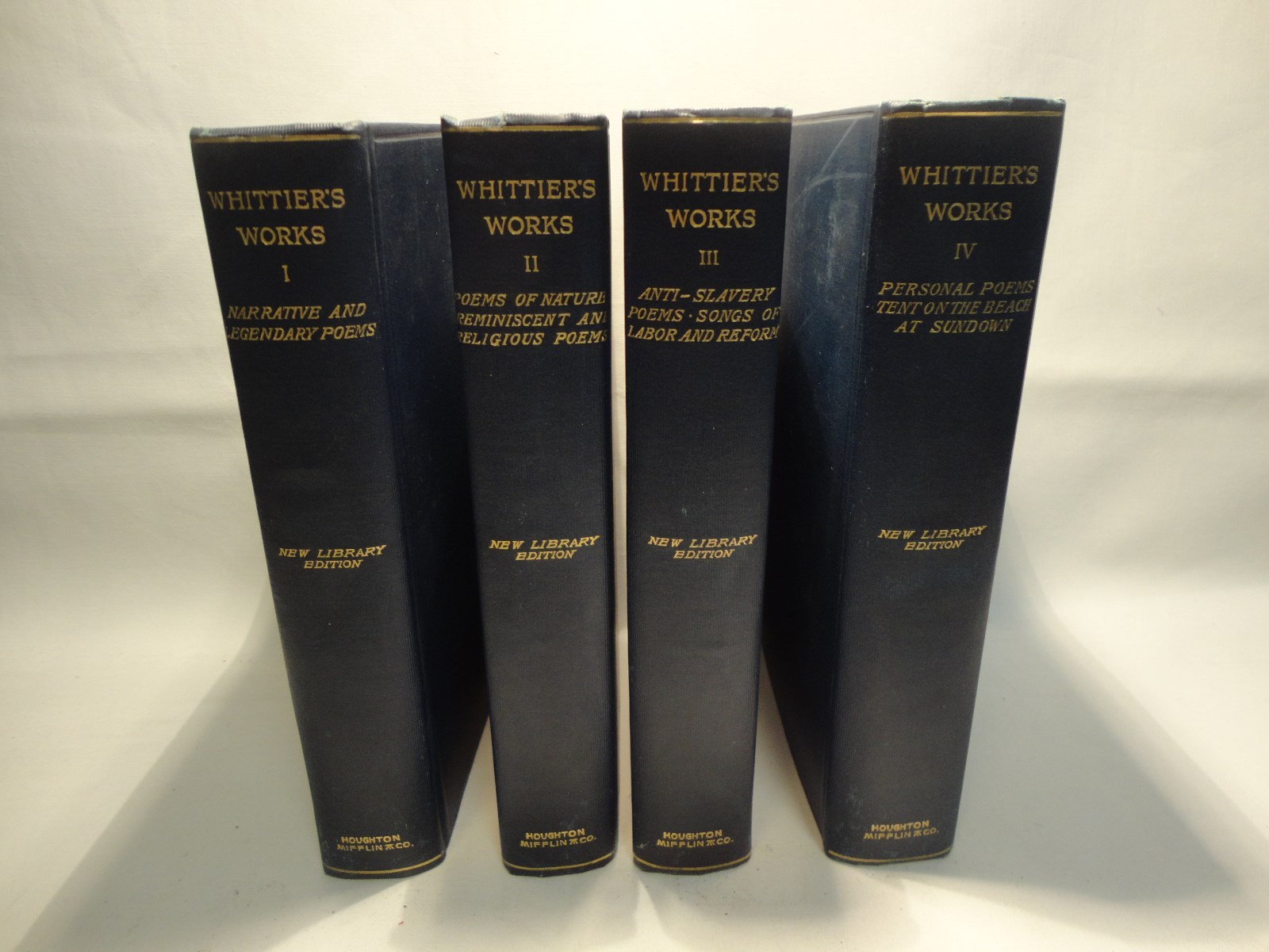 Poetical Works of John Greenleaf Whittier’s Poems – 4 volumes