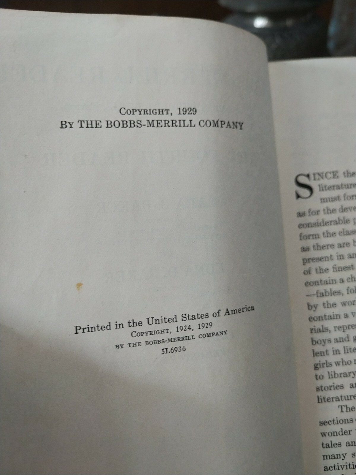 1929 Bobbs Merrill Fourth Reader Book. ERROR PRINTING. Upside down