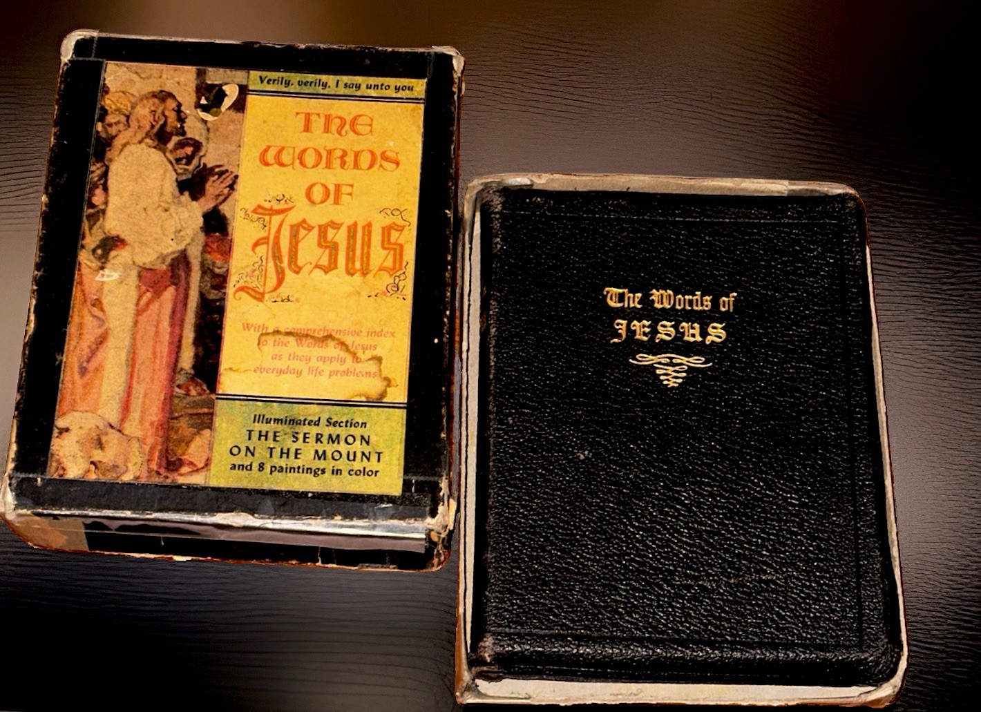 The Words of Jesus – Vintage 1943 – KJV -Genuine Leather Illustrated – Orig. Box