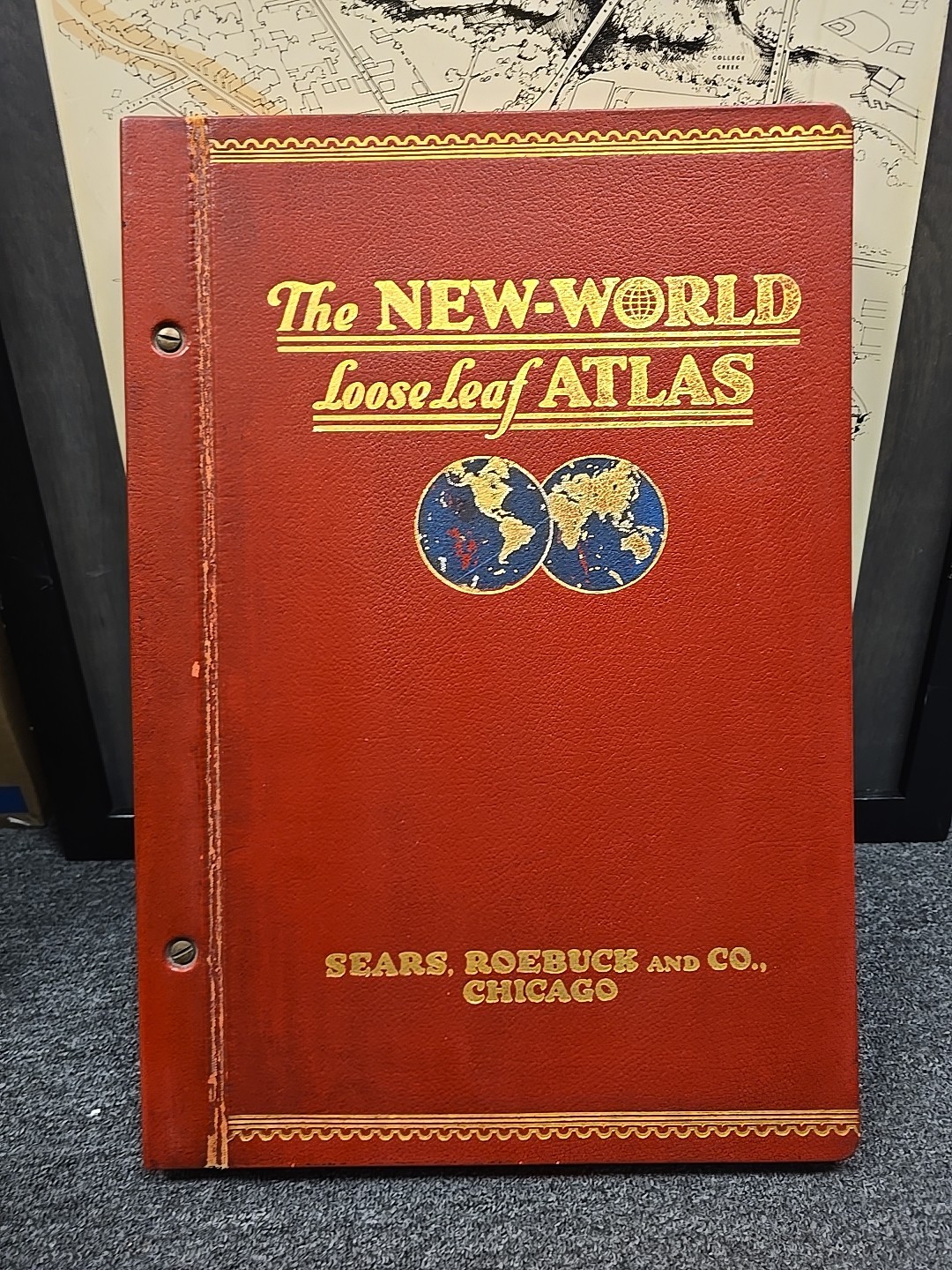 Antique ATLAS Large New World Loose Leaf Atlas Sears Roebuck Company 1919
