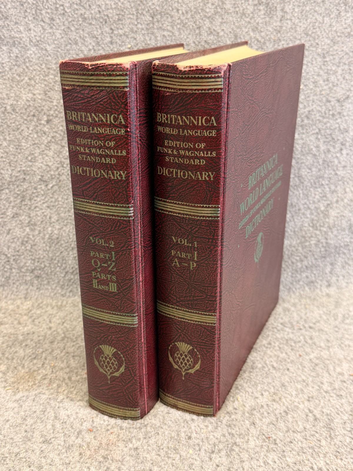 Vintage 1958 Britannica World Language Dictionary 2 Vol Set Funk & Wagnalls