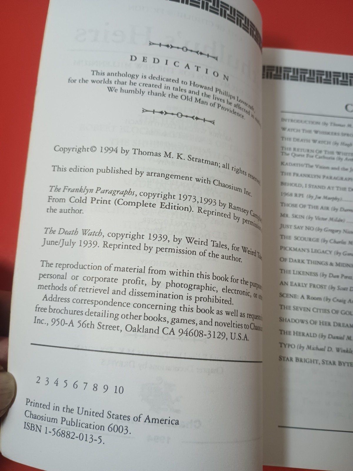 Cthulhu’s Heirs – Thomas M. K. Stratman ed. Chaosium Lovecraftian Cthulhu Mythos