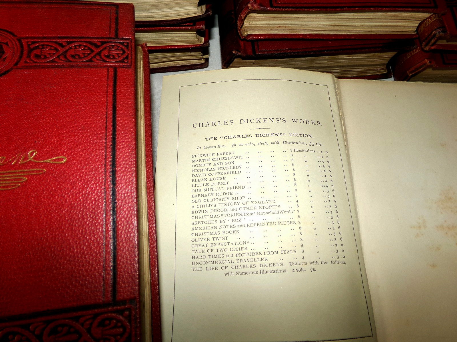 Charles Dickens Complete Set 21 Illustrated Vintage Books Chapman & Hall 1890