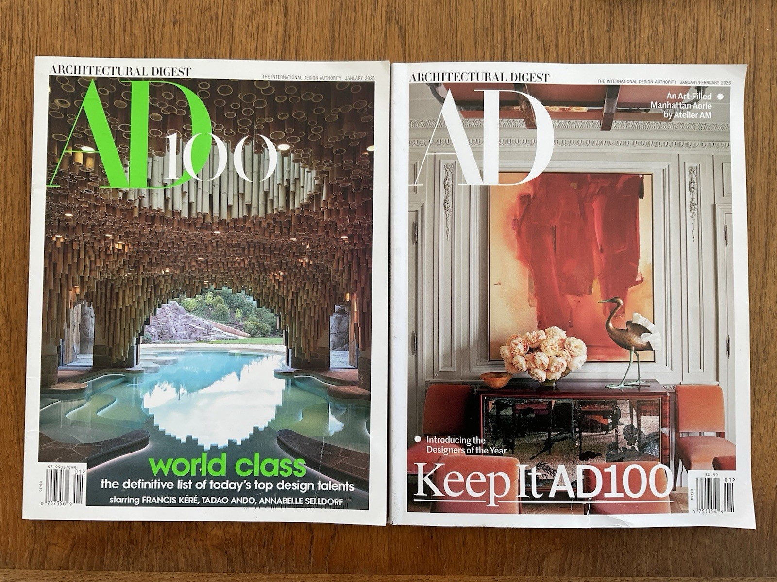 Lot~2 Architectural Digest 2025 Jan~Gloria Steinem~Kelly Ripa+2026 Jan/Feb~AD100