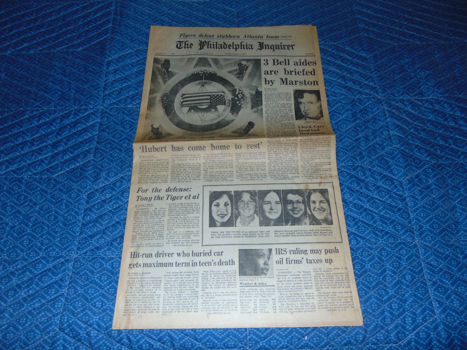 JAN. 17, 1978 „PHILADELPHIA INQUIRER“ NEWSPAPER: TED BUNDY FLORIDA STATE ATTACK