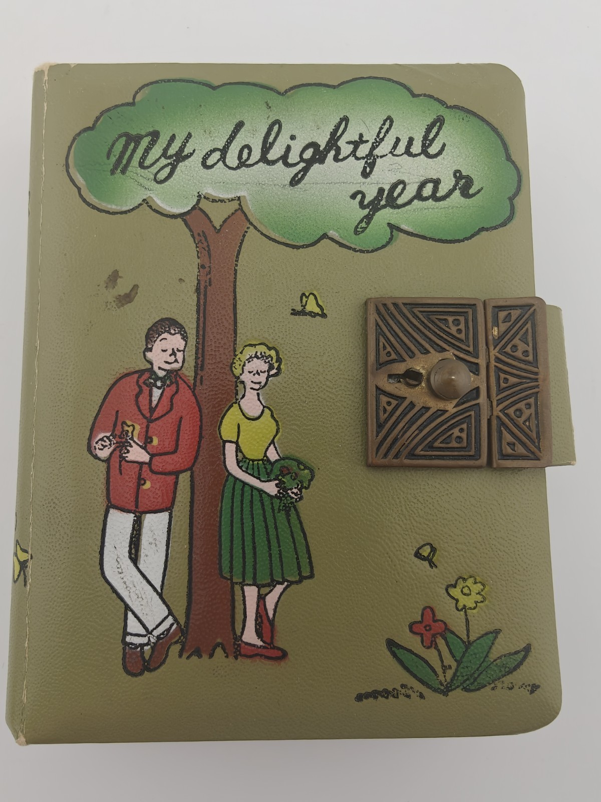Vintage 1960s One Year Diary MCM Hand painted My Delightful Year
