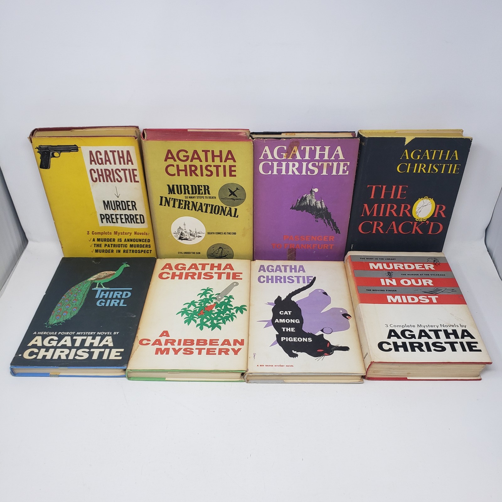Agatha Christie 8 Book Lot HC BCE DJ Dodd Mead Mystery Collection Hercule Poirot