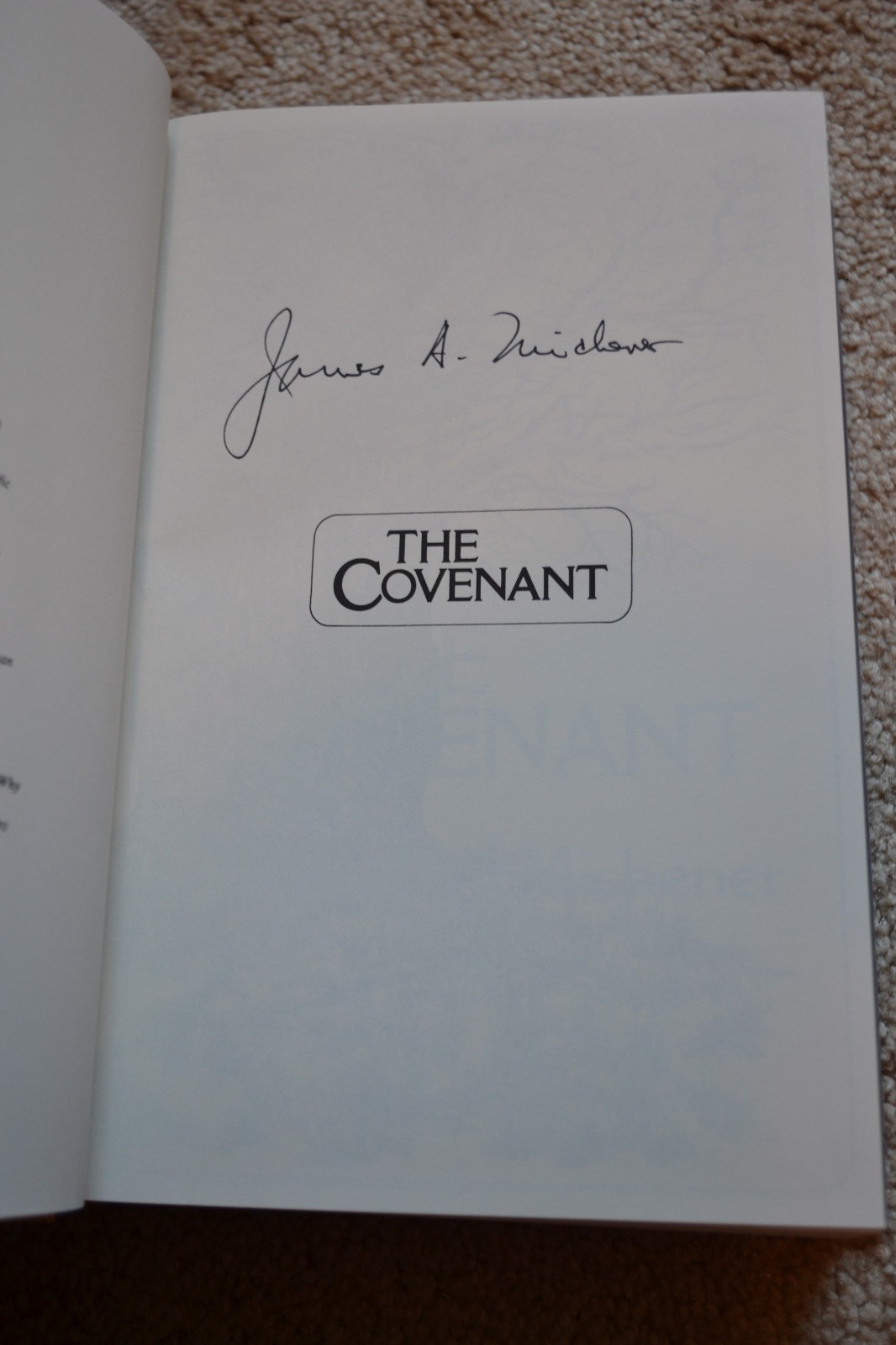 SIGNED JAMES MICHENER, THE COVENANT, 1980, 1/1, VF