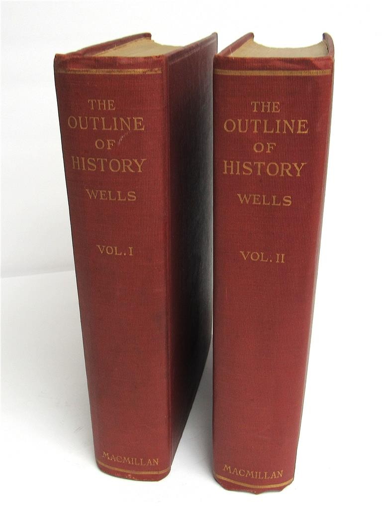 The Outline of History by H.G. Wells Vols. I & II 1920 HC First Ed. Antique Book