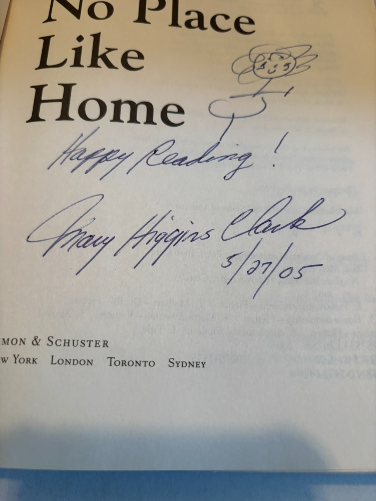 Mary Higgins Clark SIgned with Drawing „No Place Like Home“ HC 2005 1st Printing