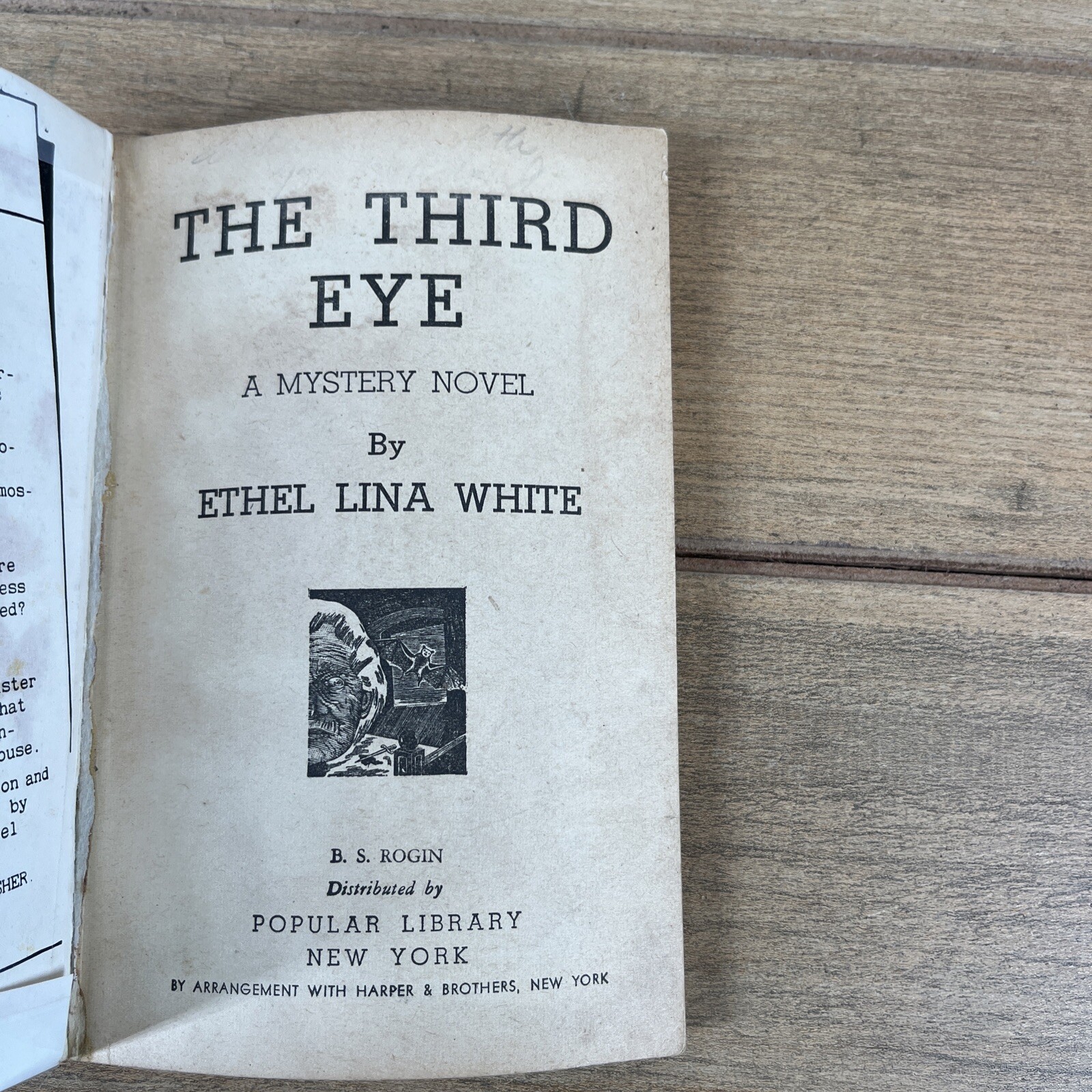 Crime Vintage PB The Third Eye by Ethel Lina White Popular Library 15, 1944