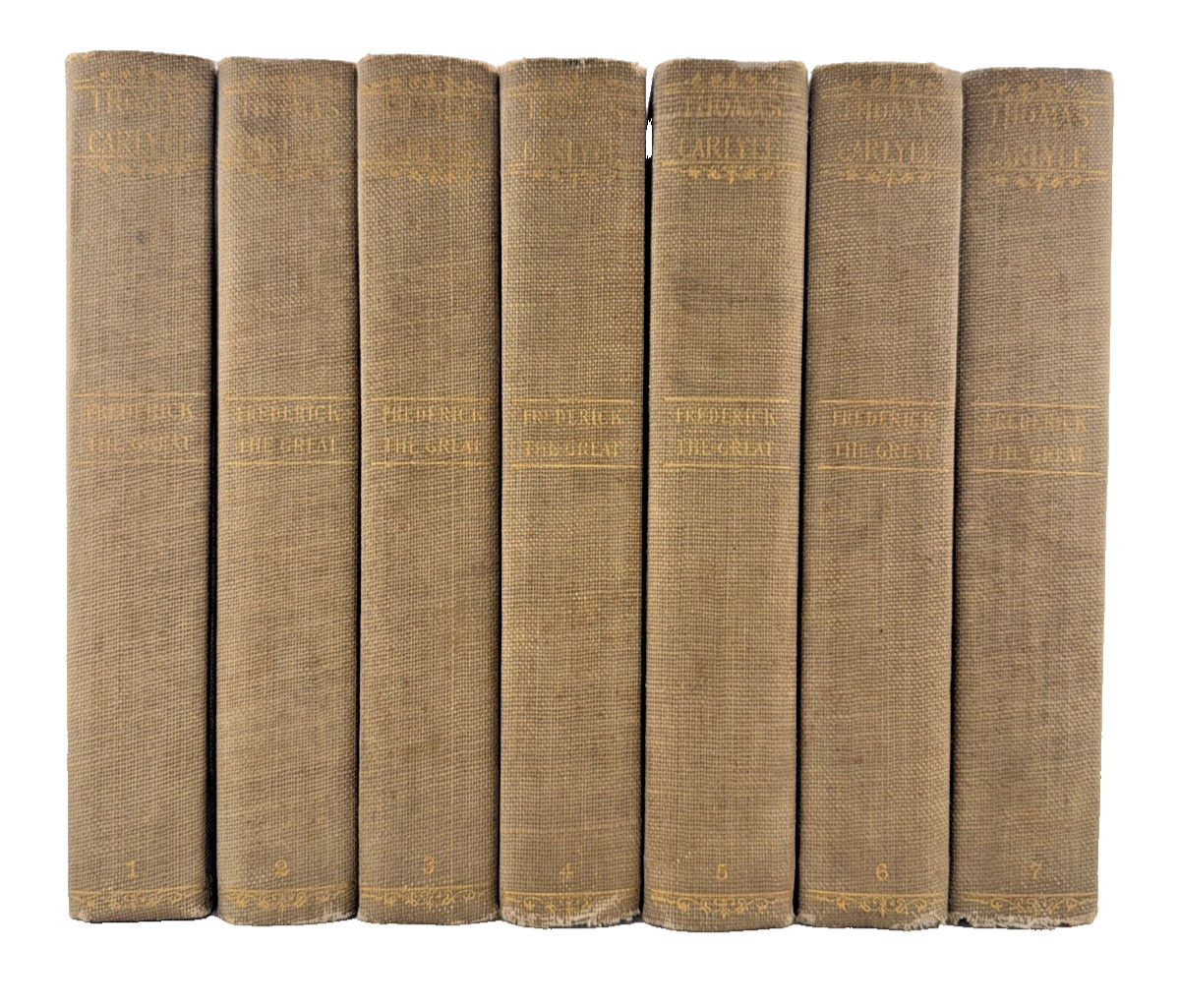1901 „Frederick the Great“ by Thomas Carlyle, 7 Volume Set, Collier Gilt HC