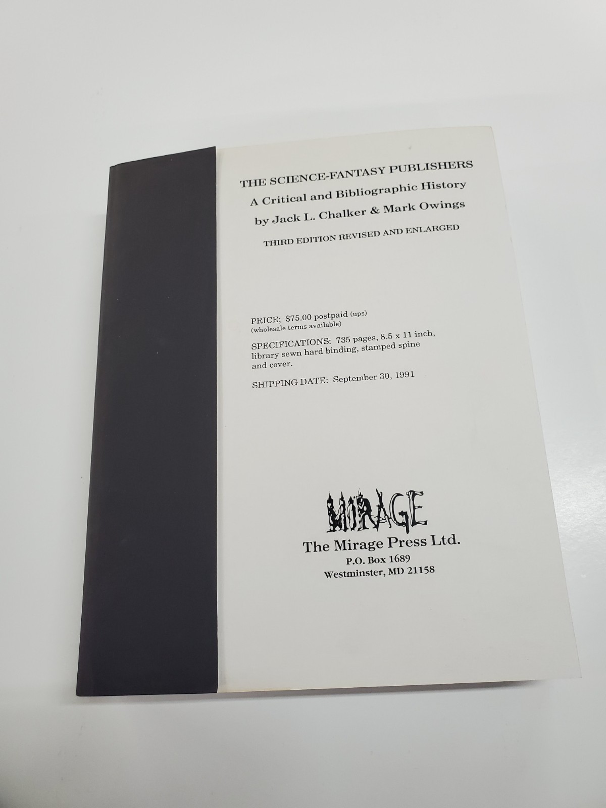 Science Fantasy Publishers: A Critical and Bibliographic History Mirage Press