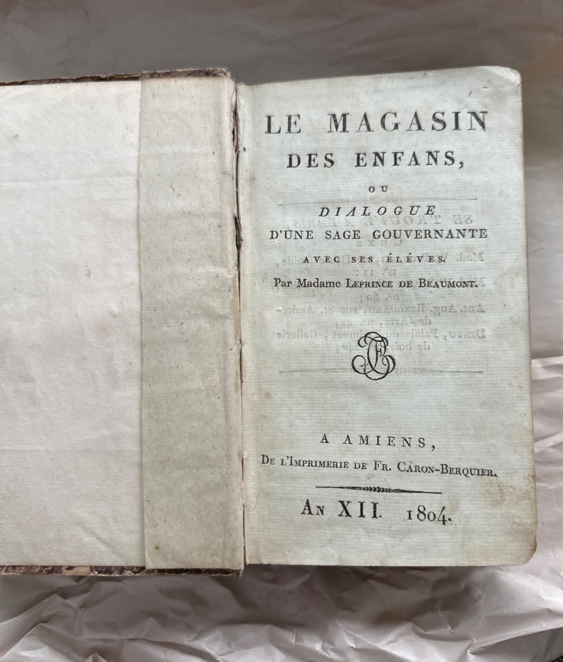 1804 French Antiquarian Book Le Magasin des Enfants Madame Leprince de Beaumont