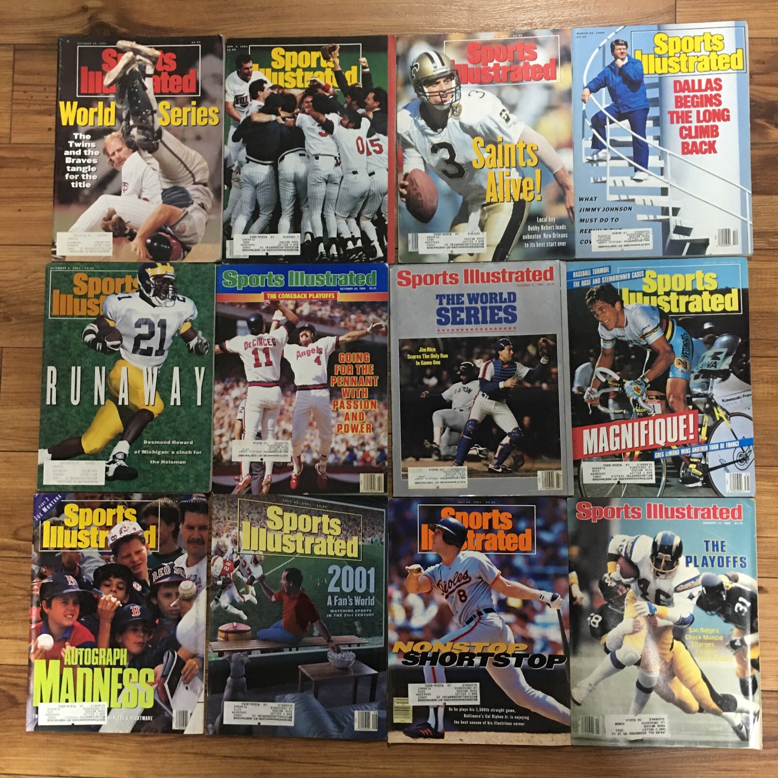 Sports Illustrated Lot 12 Mixed Issues Saints Alive, Jimmy Johnson, Twins