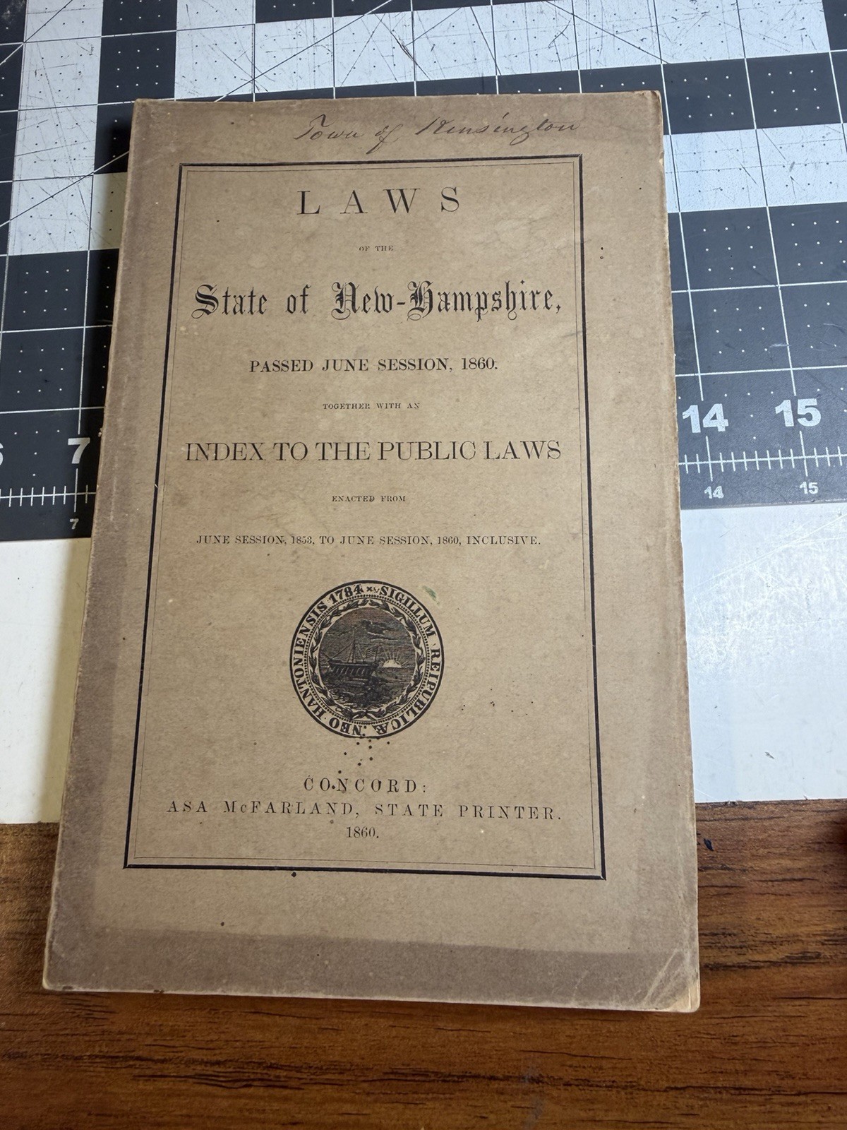 Vintage antique 1860 Book Laws of the State of New-Hampshire