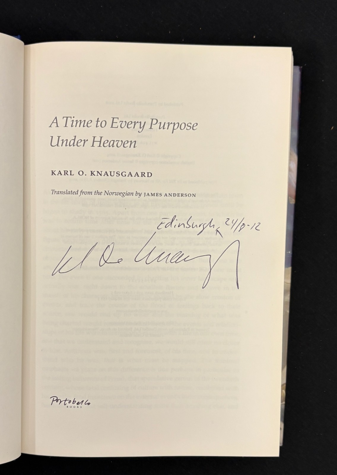 Karl Ove Knausgaard A Time to Every Purpose Under Heaven SIGNED 2008 FINE
