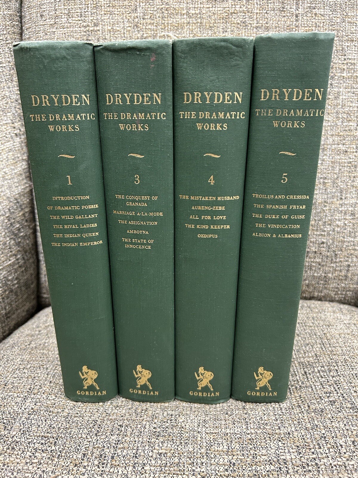 Dryden The Dramatic Works Vols 1,3,4 & 5 Edited by Montague Summers 1968 Gordian
