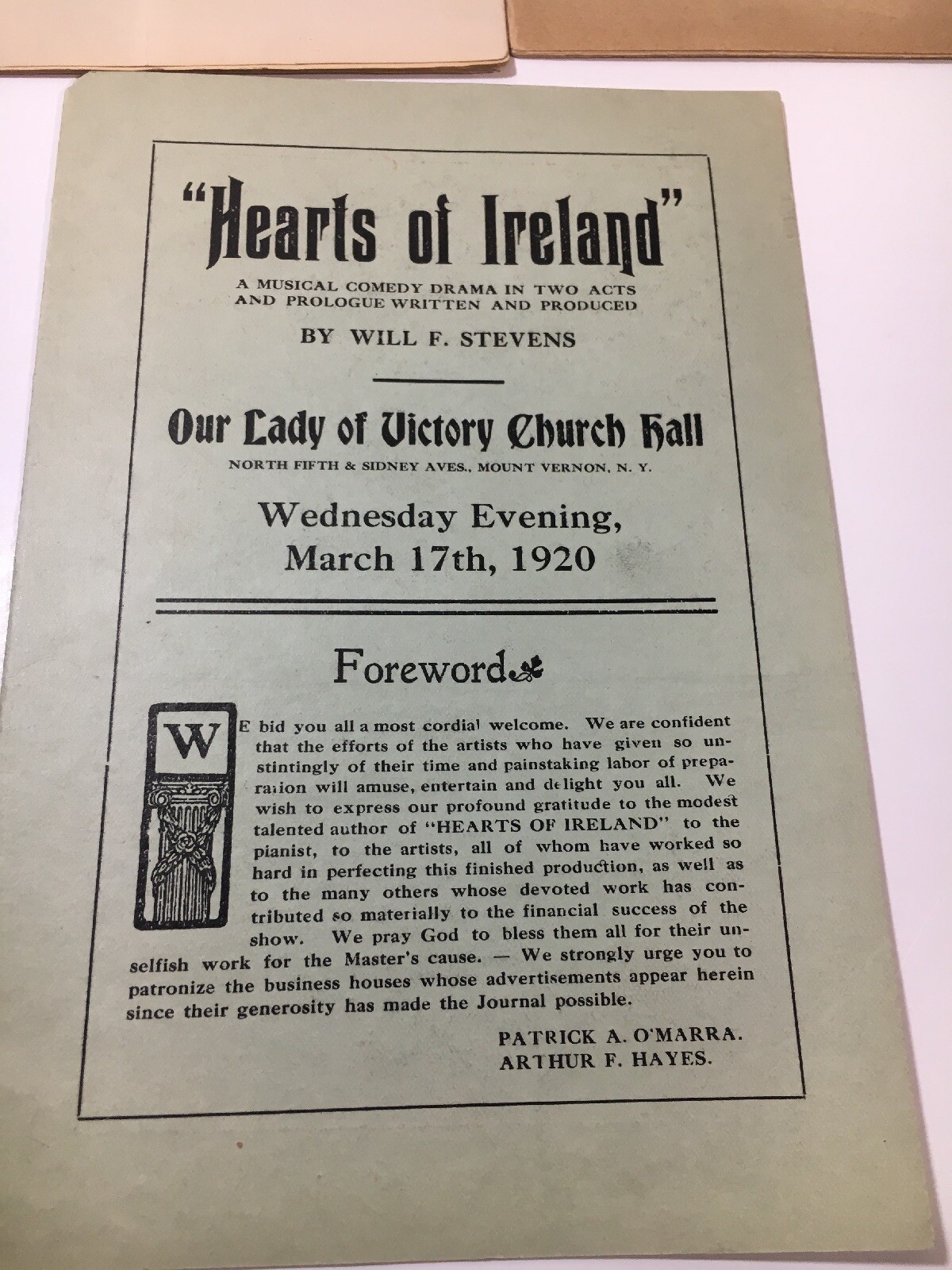 Mount Vernon Catholic Dramatic Society Play Programs (3) 1920-1923