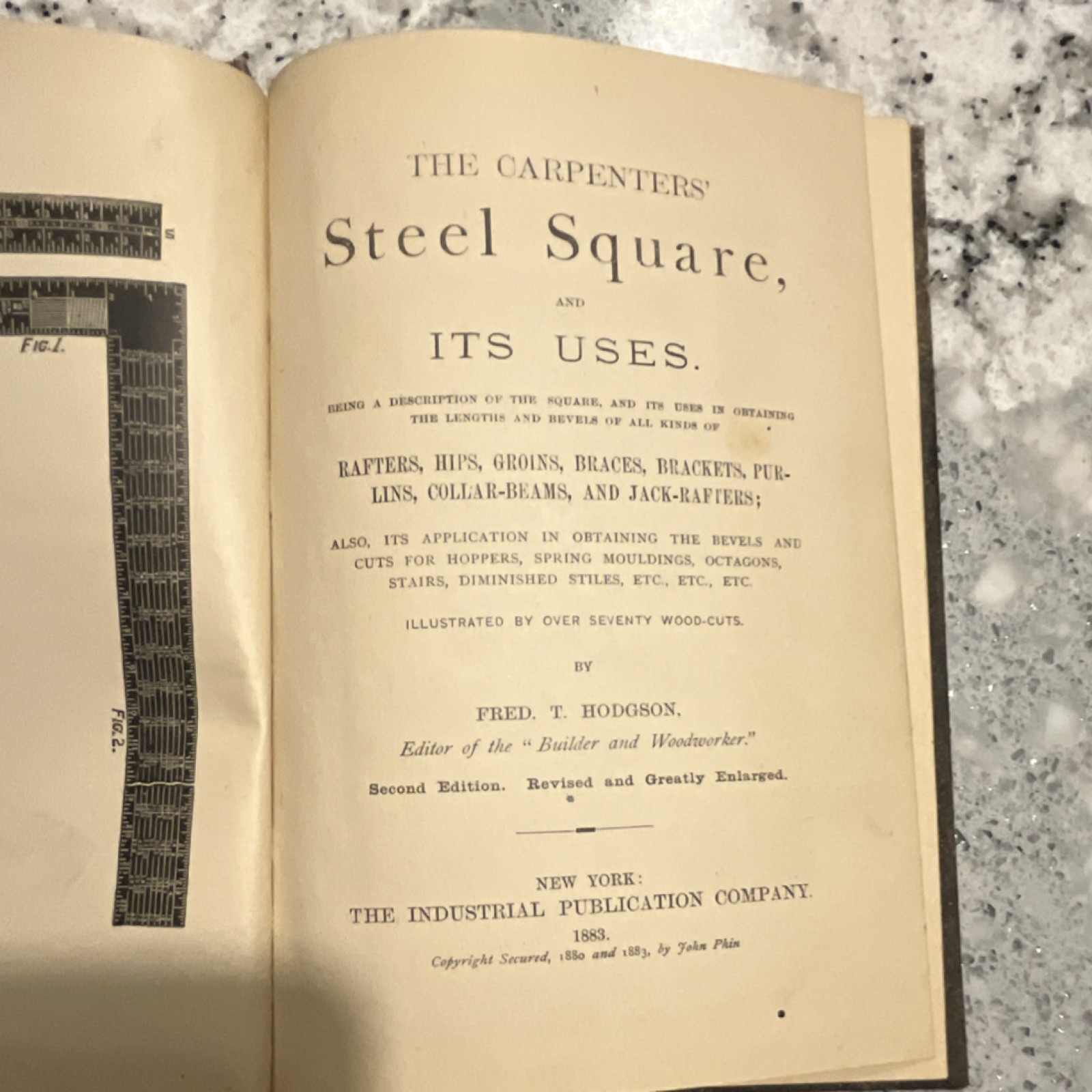 Fred T. Hodgson Illustrated Hardcover Carpentry Steel Square Book 1883 2nd Ed