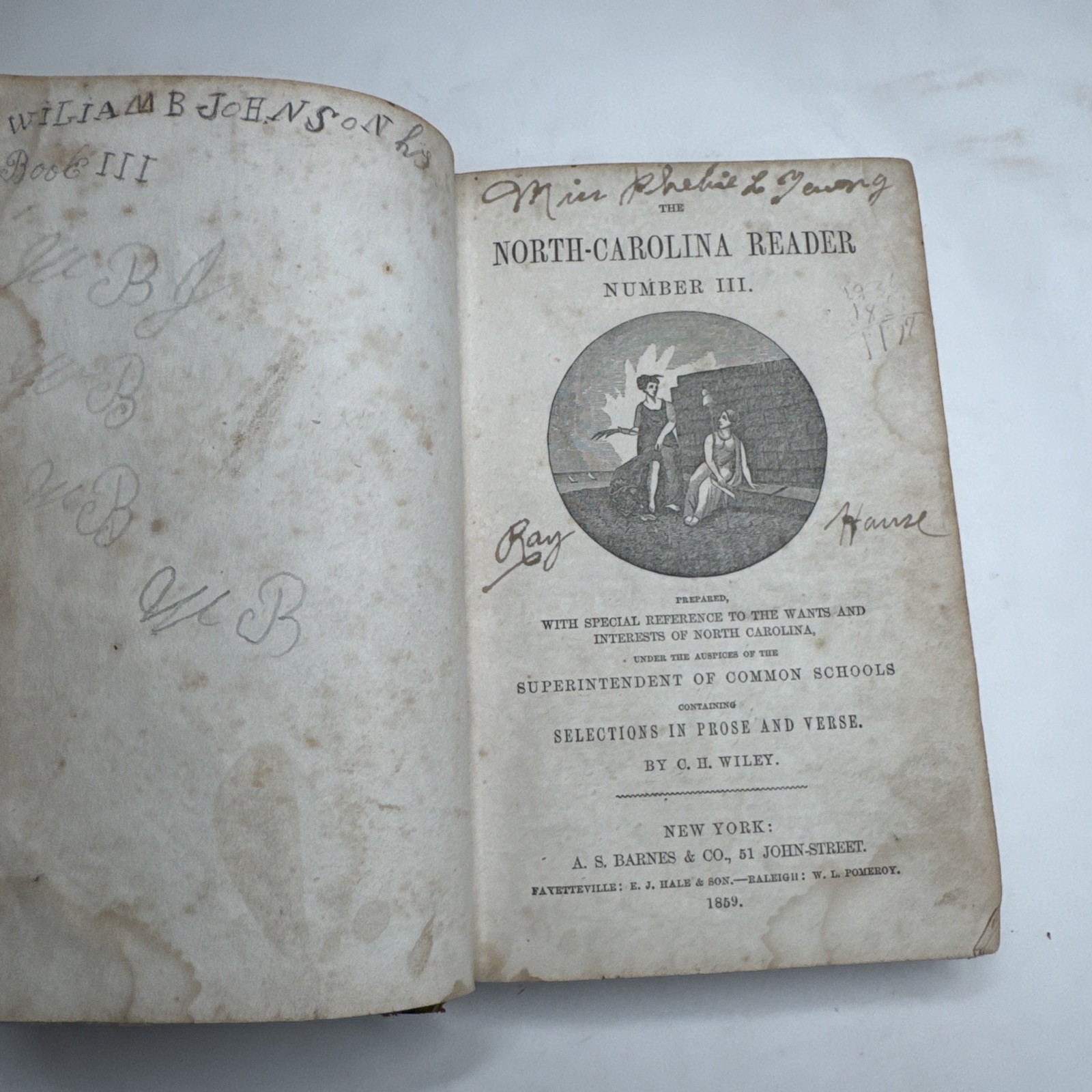 1859- Very RARE North Carolina Reader, Number III, Hubbard, School Book, Teacher