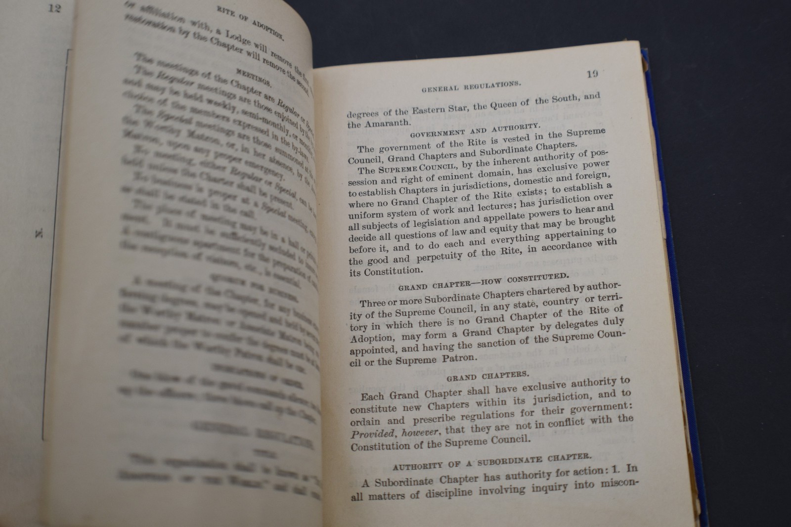 1895 ~ADOPTIVE RITE RITUAL~Eastern Star~ Queen Of The South Book ~Macoy ~Masonic