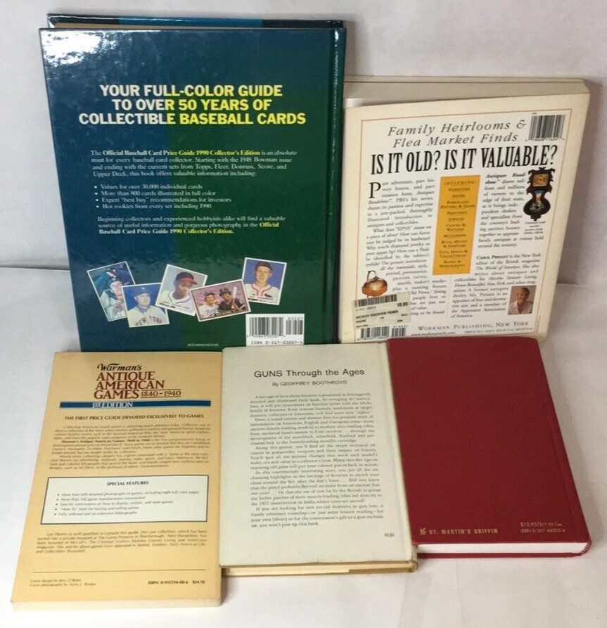 Lot of 5 Antiquing Books: Price Guide Coins Fames Roadshow Baseball Cards
