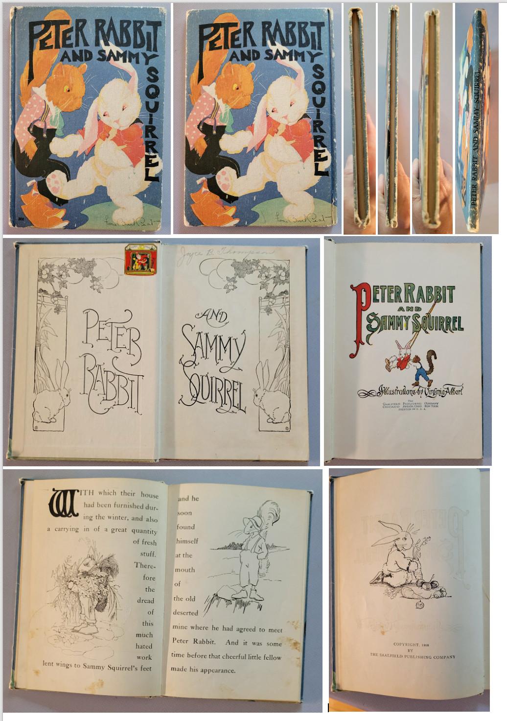 Vintage kids‘ book bundle : 1918 Peter Rabbit, Disney book/record, Left & Right