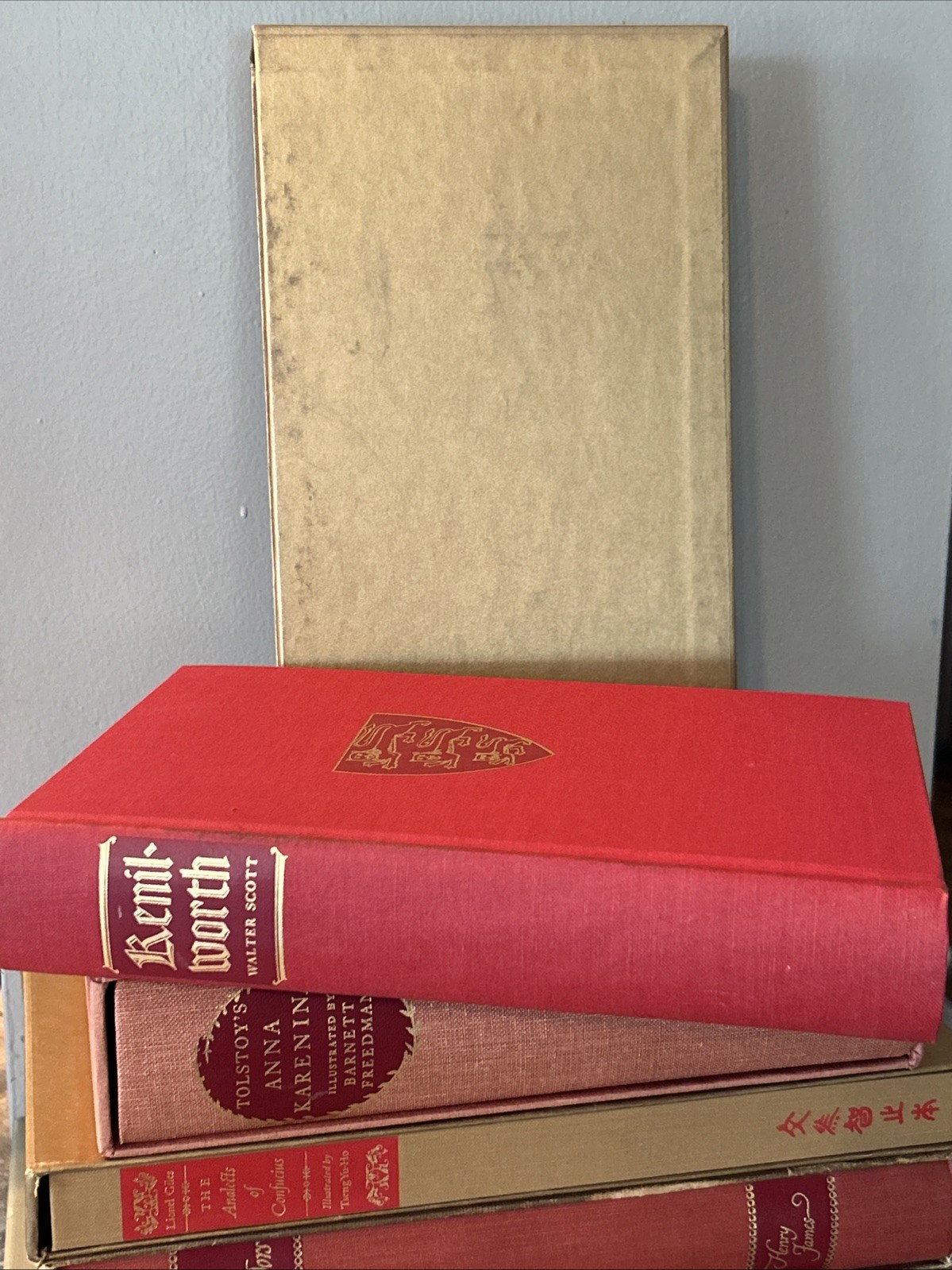 Heritage Press 6 BOOK LOT Decorative Red Gold Spine Slipcase Insert Hardcover