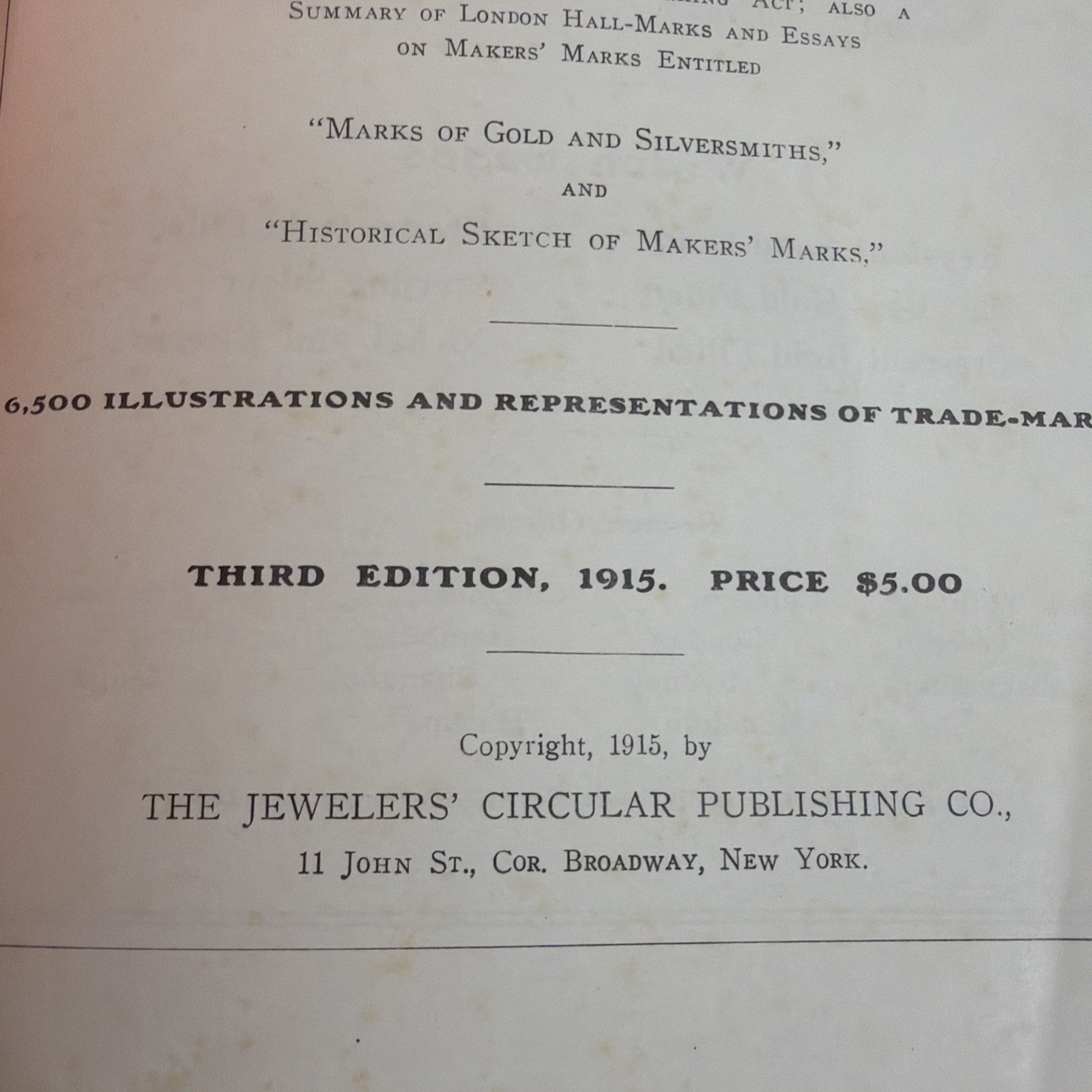 Vintage 1915 Trade Marks of The Jewelry & Kindred Trades Book READ