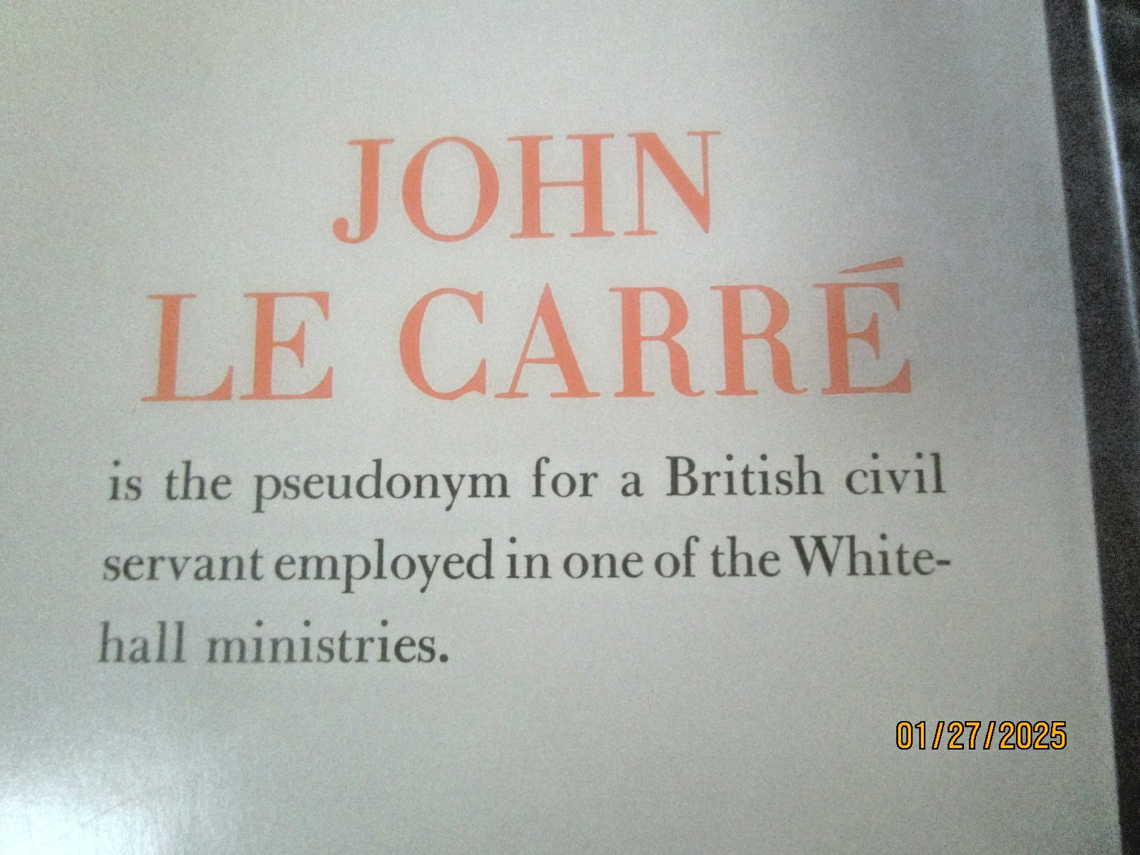 THE SPY WHO CAME IN FROM THE COLD, John Le Carre (stated 1964 HB 1st, VG++)