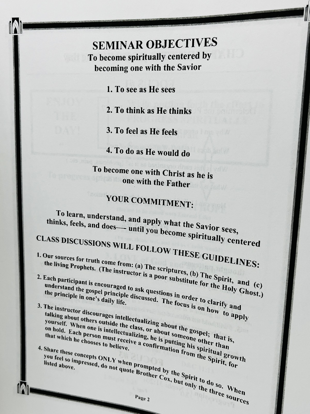 Becoming Spiritually Centered & Overcoming the World Seminar Manual – James Cox