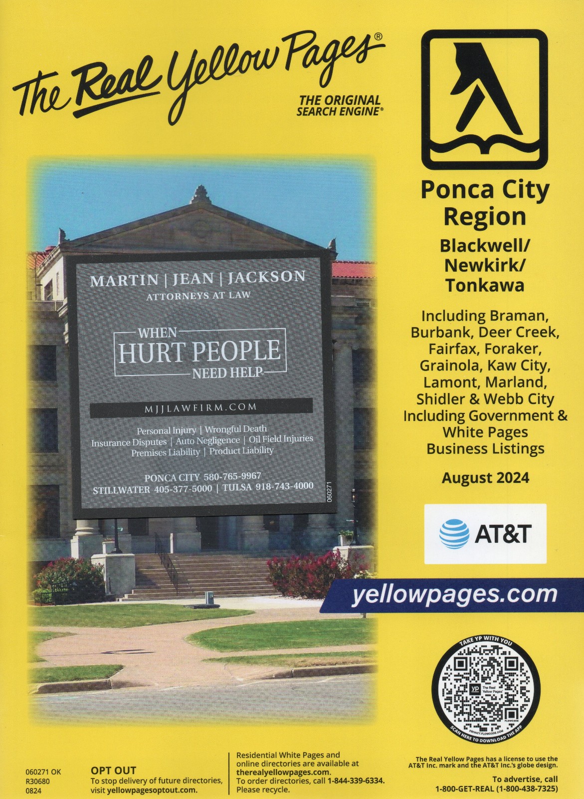 AT&T THE REAL YELLOW PAGES Phone Book Directory August 2024 Ponca City Oklahoma