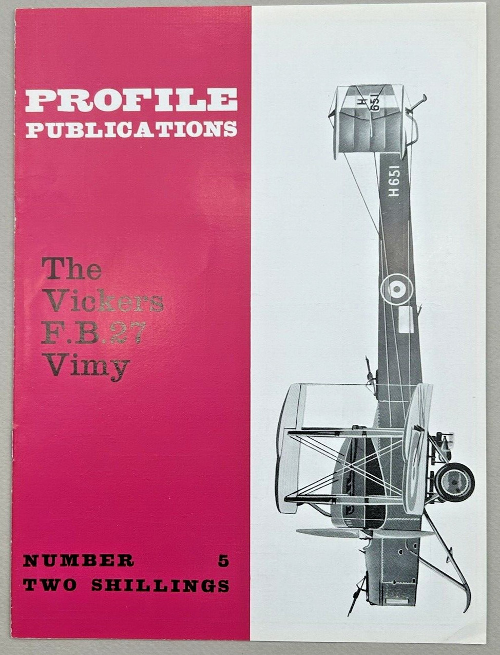 Vintage Profile Publications Number 5 The Vickers F.B.27 Vimy Illustrated 10p