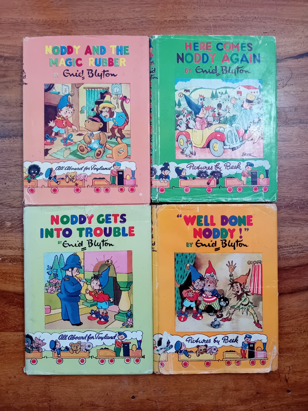 Noddy Hardback Books with Dustjackets x4. Vintage Sampson & Low First Editions.