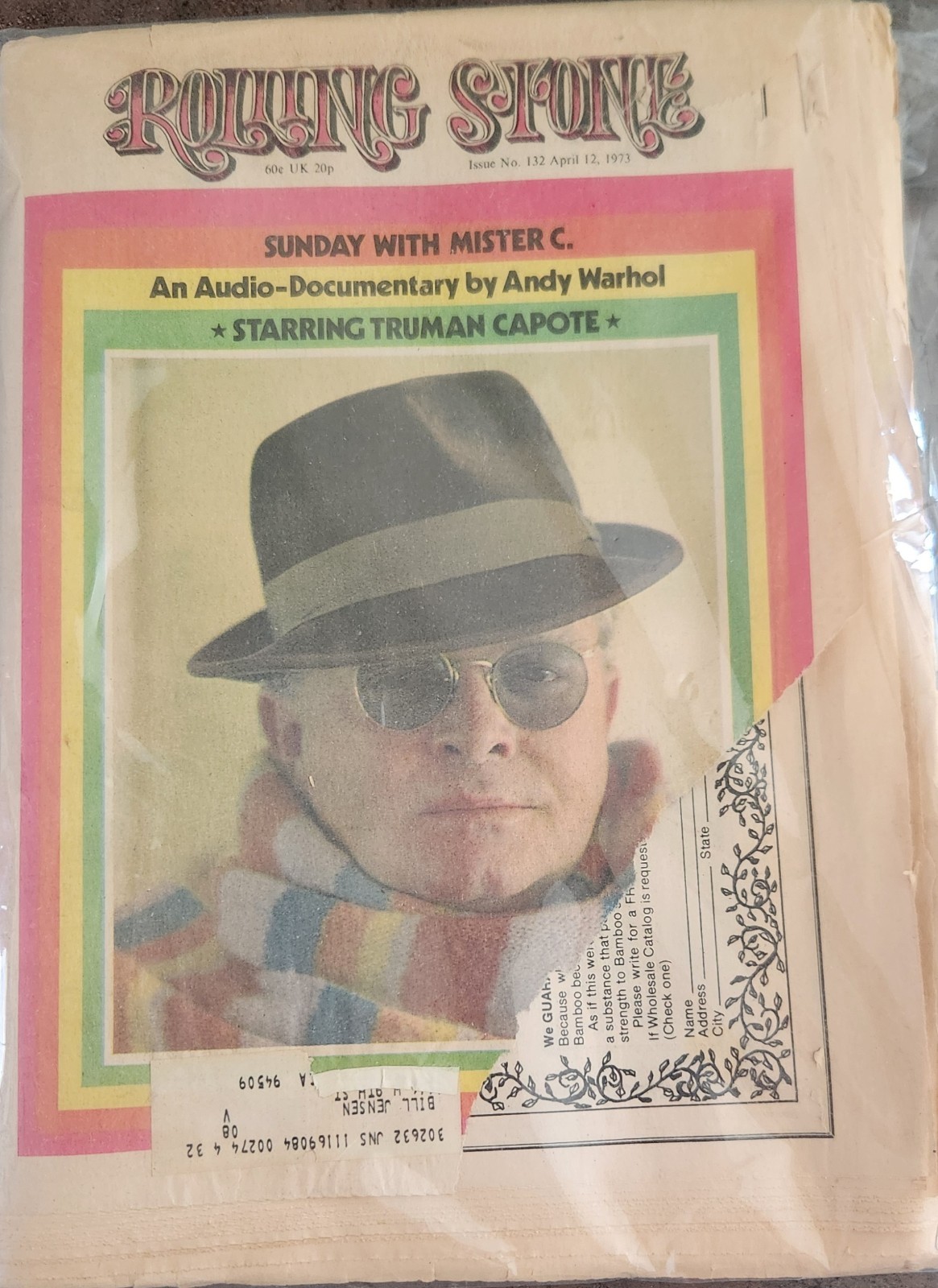 Rolling Stone Magazine April 12, 1973; Issue No. 132 with Torn Front Page