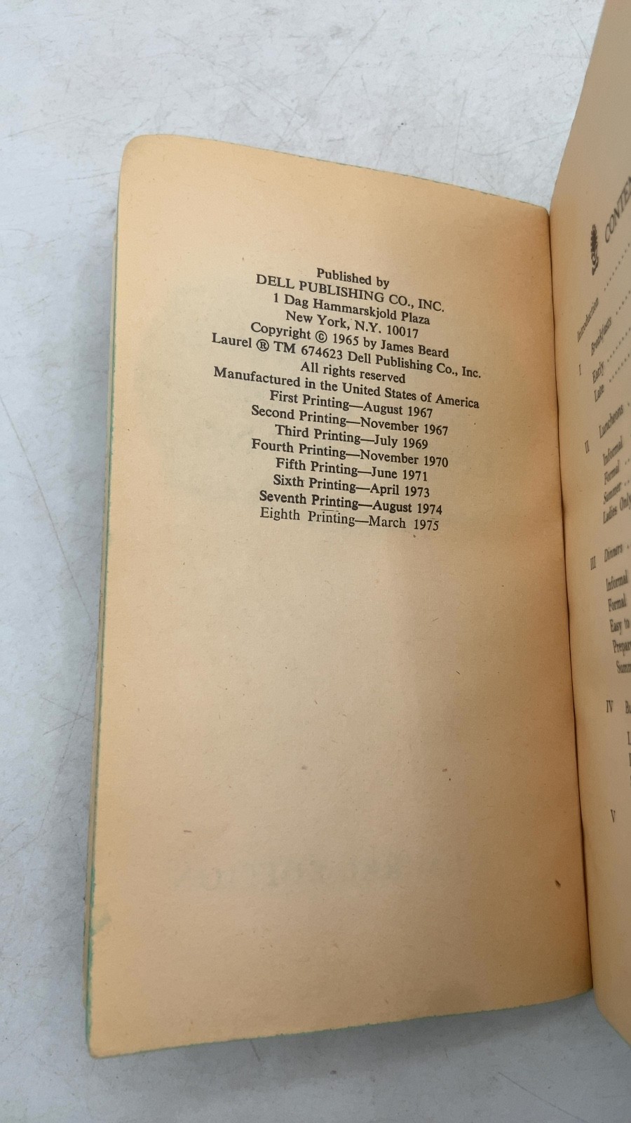 James Beard’s Menus for Entertaining James Beard Paperback A Laurel Edition 1965