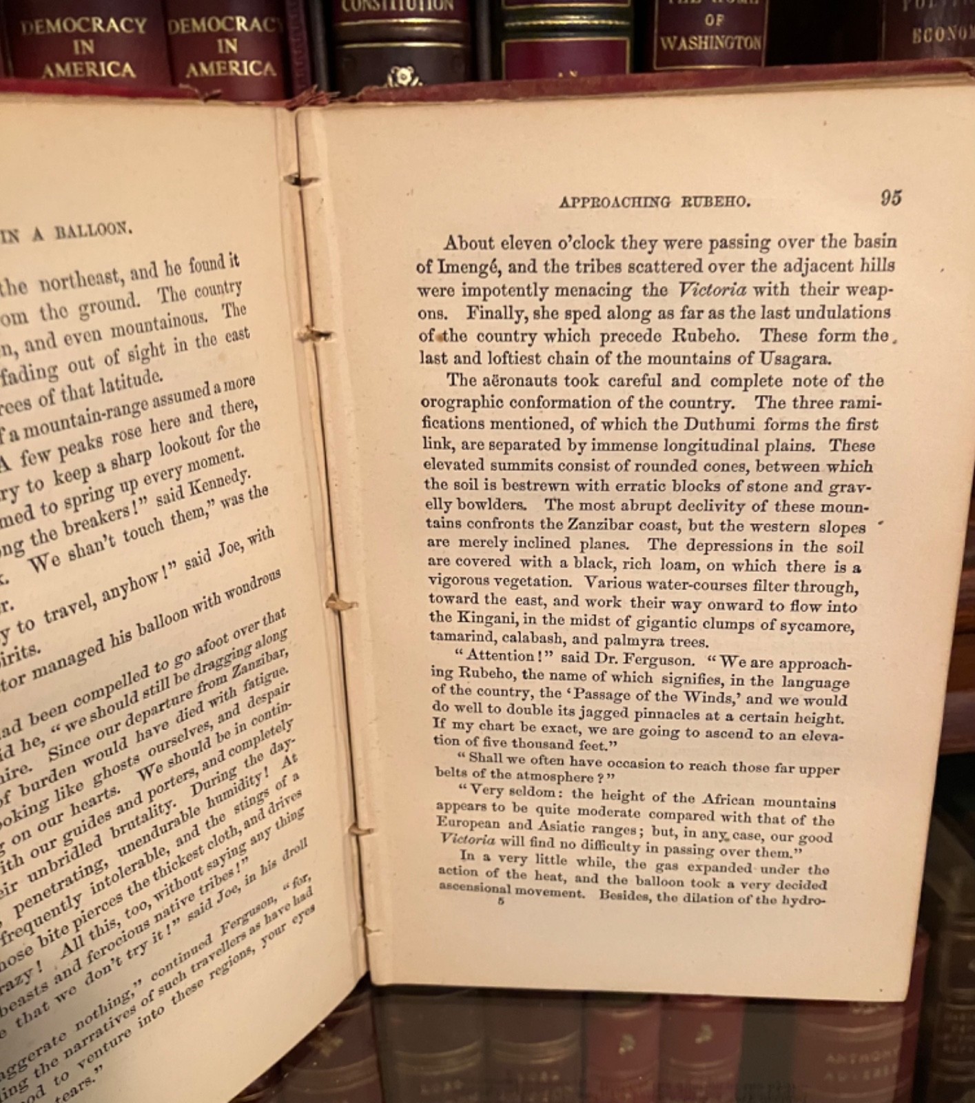 1874Jules Verne Five Weeks in a Balloon Osgood Boston Hardcover Book LS