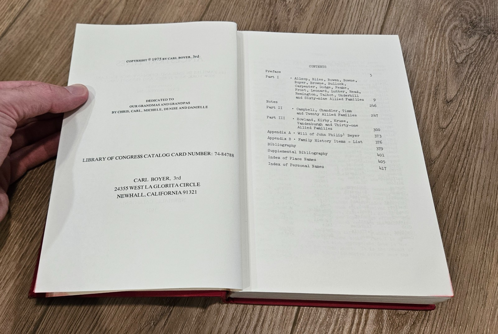 Ancestral Lines Compiled by Carl Boyer 3rd – 144 Families 1970 HC Reference Book