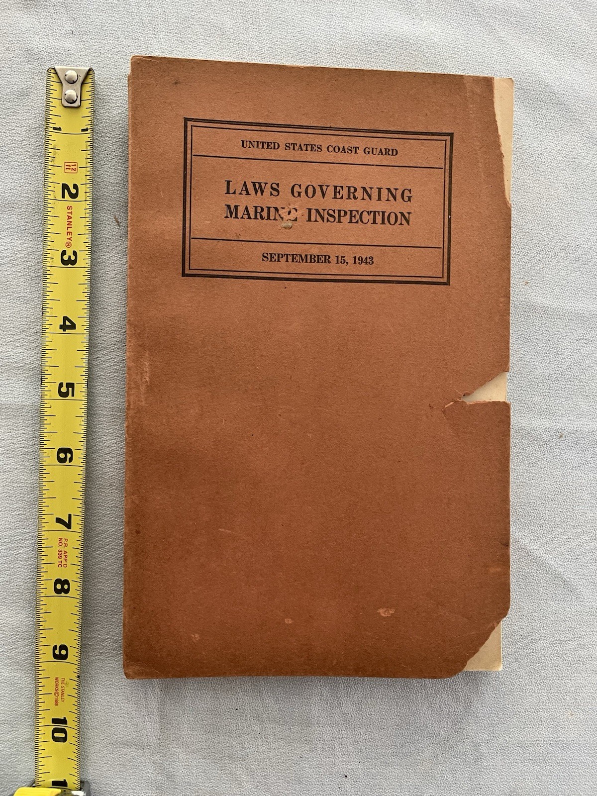 LAWS GOVERNING MARINE INSPECTION US Coast Guard 1943 Regulations Maritime