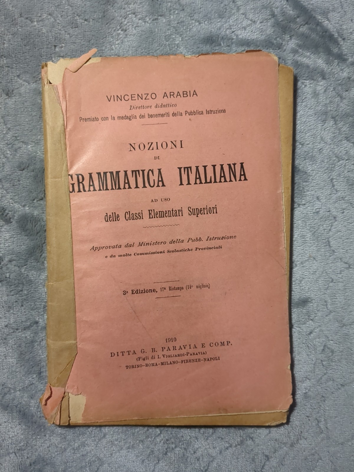 1910 3rd edition collectible Italian grammar school book Nozioni di…